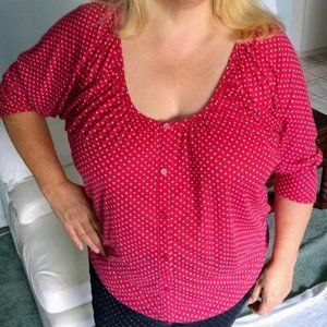 American Rag Red Polka-Dot Top, Dolman Sleeves 2X